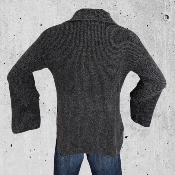 NWT Womens H & M Sweater Size XS Oversized 1/4 Zip Ribbed Shawl Collar - Picture 6 of 8